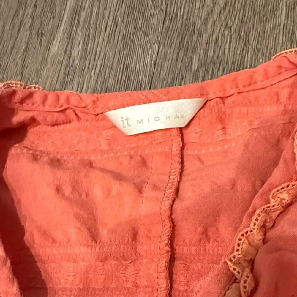 Coral Button-Up Blouse - Picture 2 of 5